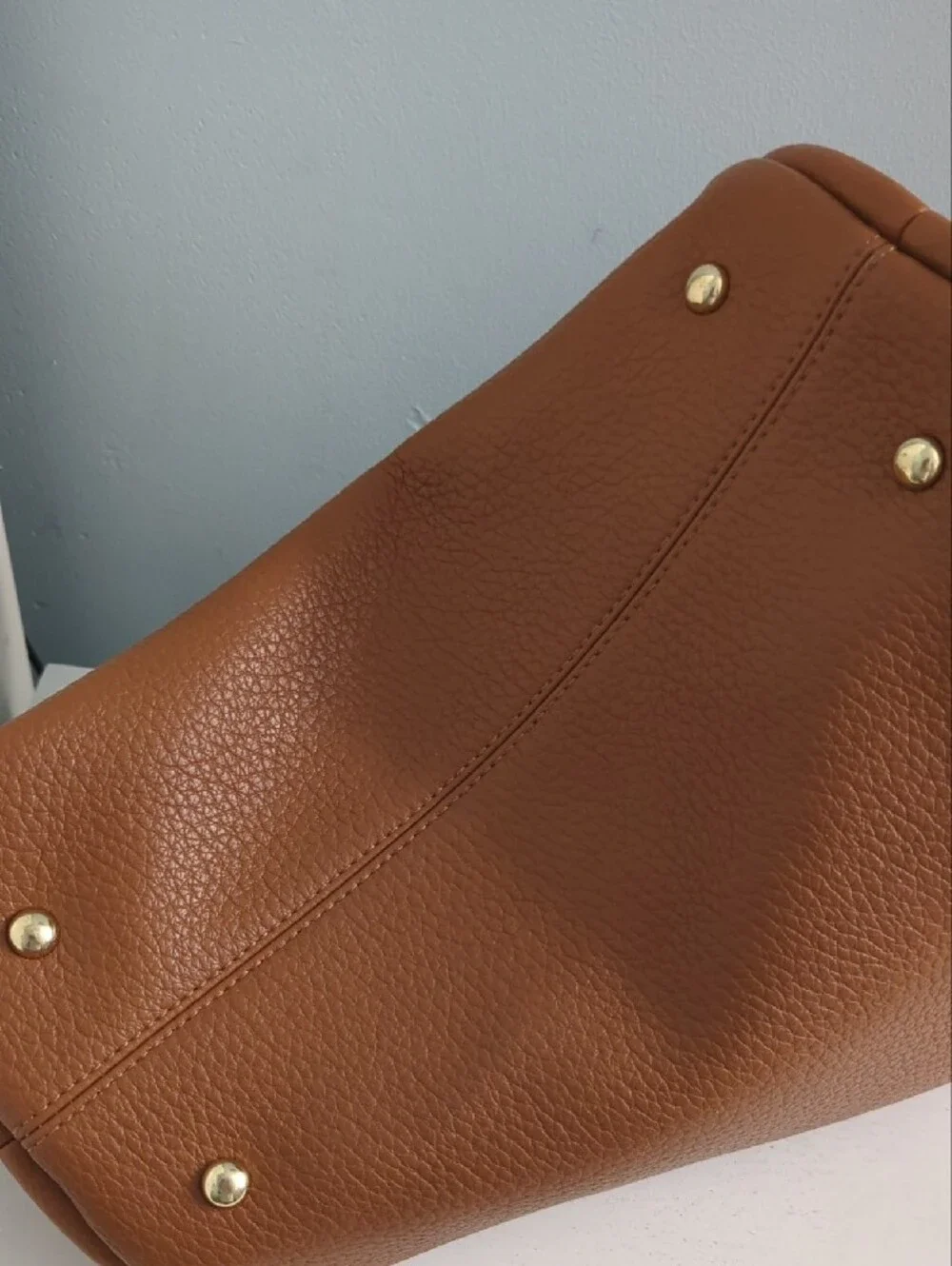 Mellow World Women's Vegan Leather Tote in Warm Tan with Gold Hardware